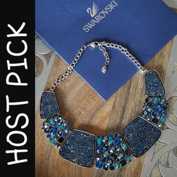 AUTHENTIC Swarovski Statement “AMAZING” Blue Bib Necklace NIB - Picture 1 of 14